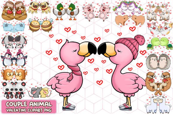 Animal Couple Valentine Bundle PNG: Crafting Cozy Designs