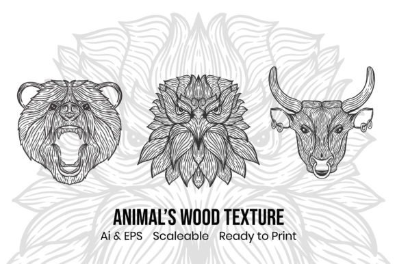Animal Wood Texture: A Line Art Forest of Faces