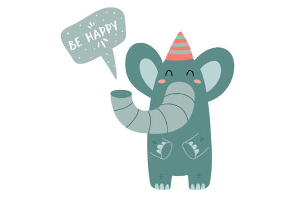 Be Happy Elephant: Baby Shower Animal Print Design