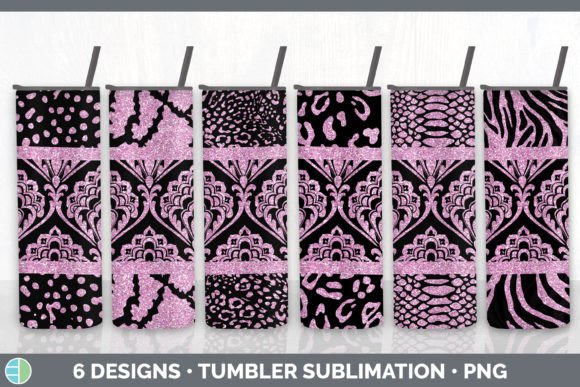 Pink Damask Tumbler | Glitter Animal Pri Sublimation Bundle