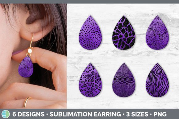 Purple Animal Print Teardrop Earring | S: A Bold Design Statement