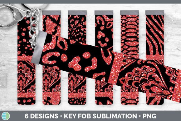 Red Damask Key Fob: The Glitter Animal Prin Bundle