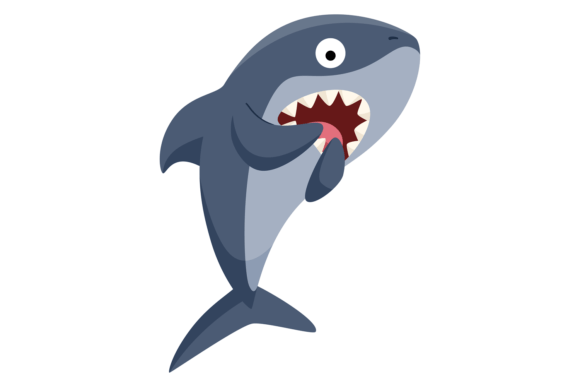 Scared Shark Character: The Cartoon Animal W Typeface