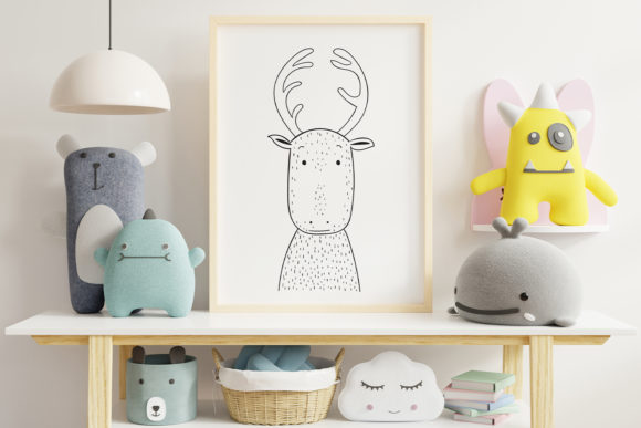 Wall Art Cute Reindeer Animal Clip Art: Hand-Drawn Charm